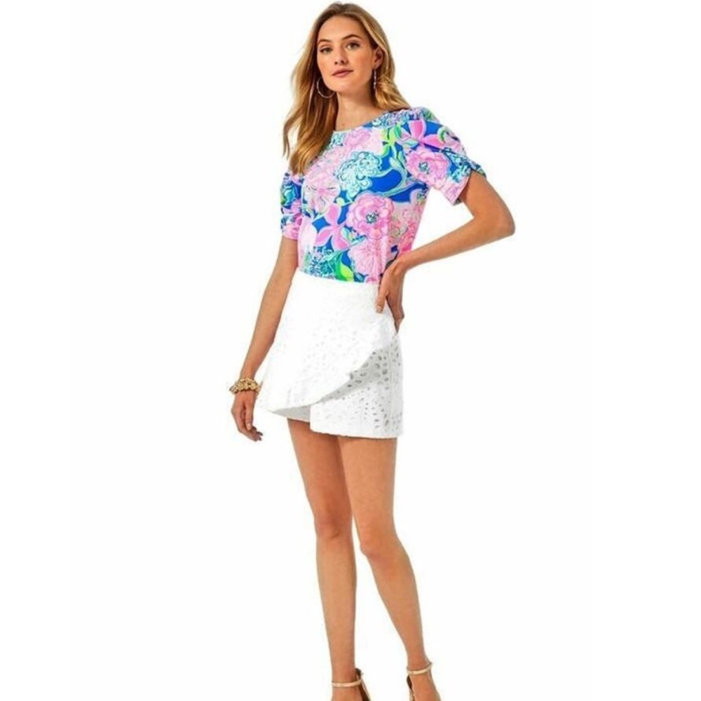 NWT Lilly Pulitzer Faye Skort Skort in Resort White Large Petal Eyelet - Picture 3 of 8